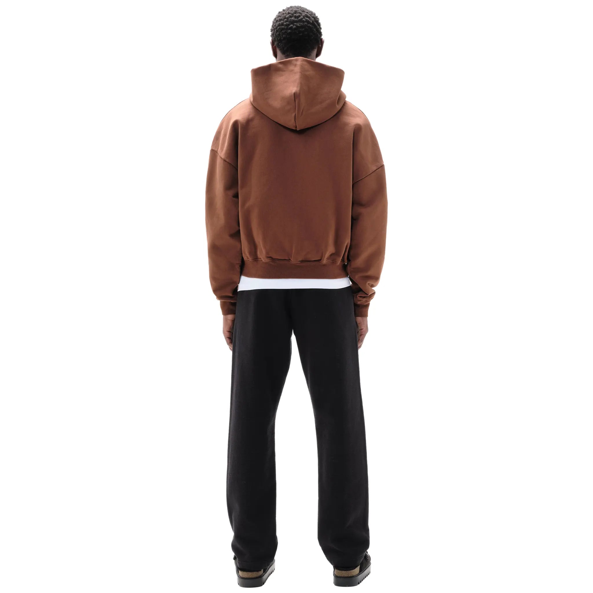 Model Back View of Summit Heavyweight Brown Zip-Up Hoodie 63570000